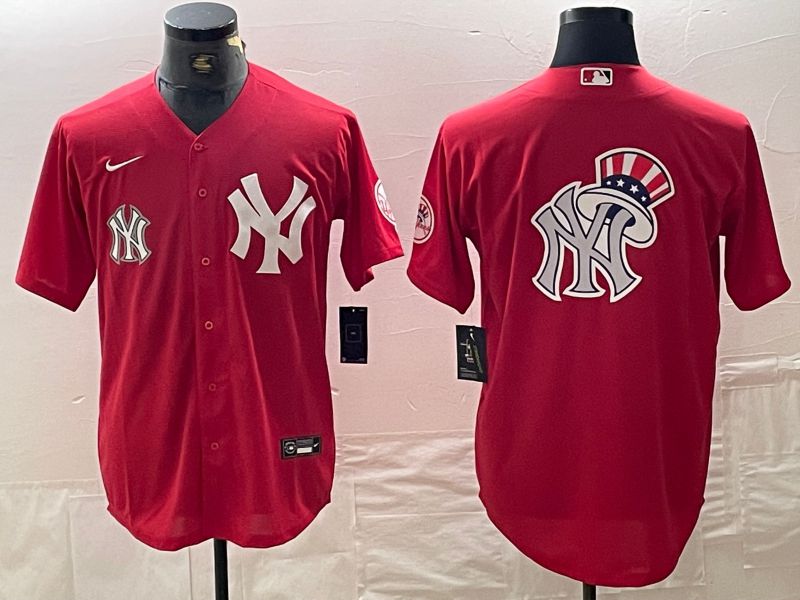 Men New York Yankees Blank Red joint name Nike 2024 MLB Jersey style 6->new york yankees->MLB Jersey